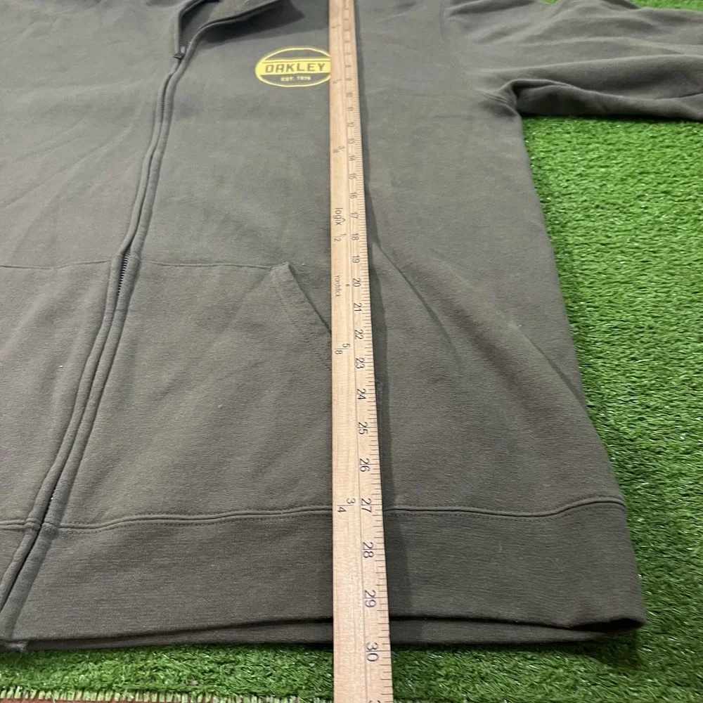 Y2K Oakley Sweatshirt XL Olive Drab Yellow Full Zip Fleece Jacket Mock‎ Neck EUC